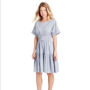 Like New! Vineyard Vines Poplin Smocked Waist Shirt Dress with Stripe Pattern